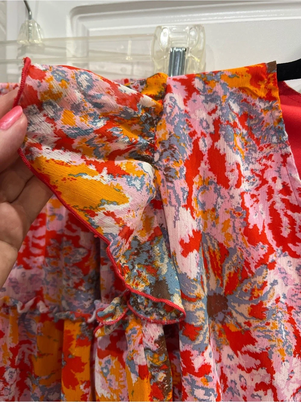 Chelsea & Violet Orange and Pink Floral Tie-Waist Top & Skirt Set